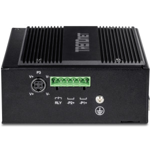 TRENDnet TI-BG104 10-Port Ethernet Switch, 4 Gigabit PoE++ ports, 4 Gigabit PoE+ ports, 2 shared Gigabit SFP slots, 20 Gbps switching capacity, DIN-rail/wall mount